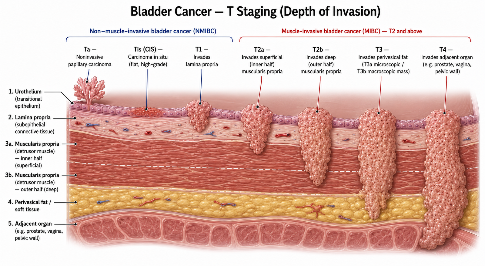 Bladder cancer — T-staging by depth